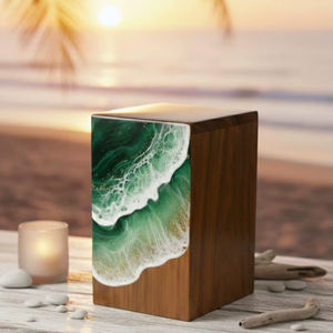 Boîte à bijoux en résine Emerald Tide - Rangement moderne de luxe pour salon 40x40x25cm Capacité 6-10L - Product Image 1