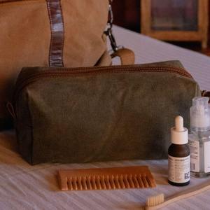 Trousse de Toilette de Voyage Imperméable en Cuir et Toile, Grande Capacité, avec Fermeture Éclair, Tendance, pour Sac, Organisateur de Voyage LCTB-0006 - Product Image 1