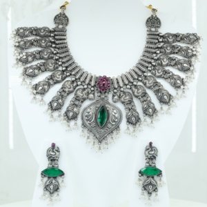 Vintage Ethnic 24k Gold Plated S925 Style Women's Necklace Earring <b>Set</b> Green Red <b>Crystal</b> Rhinestone Collar Chain Wedding Jewelry - Product Image 1