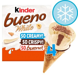 Fournisseur direct de cornets de crème glacée Kinder Bueno White 4x90ml, cornets fourrés à la crème chocolat-noisette, dessert glacé importé - Product Image 6