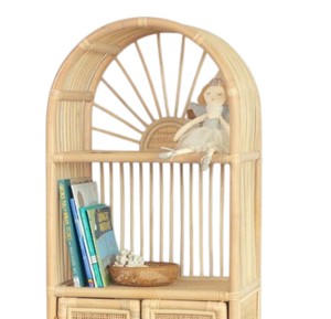 Wholesale Eco Friendly Rattan Shelving Double Cabinet Style Storage Organizer Cute Sunburst Motif Nursery Bedroom <b>Book</b> Display - Product Image 3