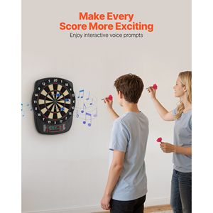 Tablero de dardos electrónico de 13.5 pulgadas con 43 juegos y más de 200 variaciones para 8 jugadores, incluye 6 flechas y plumas para dardos - Product Image 6