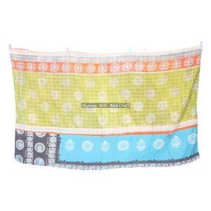 Kantha Sari Gudri Indian Reversible Hand Stitched Heavy <b>Throw</b> Old Sari Blanket Patch Work Heavy 3 To 5 Layers Kantha <b>Quilt</b> - Product Image 3