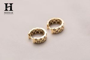 Custom 925 Sterling <b>Silver</b> Checkerboard Earrings Elegant Wide Gold Plated Grid Mosaic Diamond Huggie Hoops Wholesale - Product Image 4