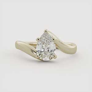 Pear Cut Diamond Engagement <b>Ring</b> Lab Grown Bypass Shank 14k 18K Solid Gold Minimalist Solitaire Luxury Wedding Bands Manufacture - Product Image 1