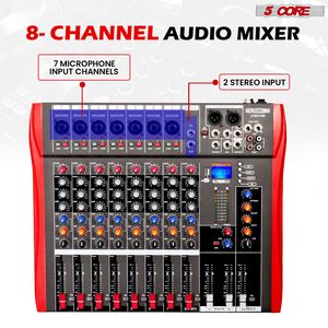 เครื่องเล่นเสียงดีเจ8แชนแนลสำหรับมืออาชีพเครื่องผสมสัญญาณเสียง PA อนาล็อกคาราโอเกะร้องเพลงพอดคาสต์เพลงบลูทูธอินเตอร์เฟซกับพีซี MX 8CH - Product Image 2