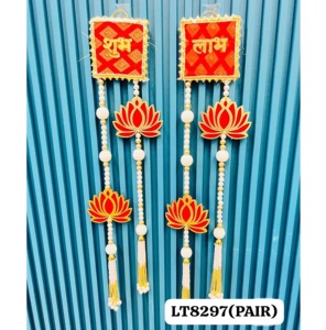 Magnifiques décorations murales indiennes faites à la main Shubh Labh de Jaipurios, design lotus, à suspendre à la porte, multifonctionnelles, pour la décoration de la maison et du temple. - Product Image 2