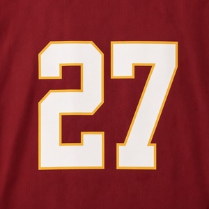 เสื้อฟุตบอลอเมริกันสีมารูนสำหรับผู้ชาย คอวี แขนสั้น เบอร์ 27 ผ้าตาข่ายระบายอากาศได้ดี ทรงหลวม - Product Image 4