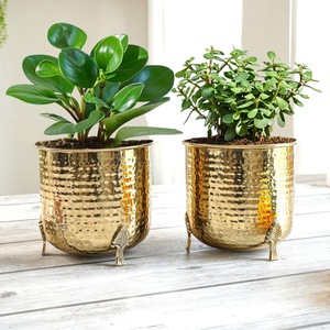 Macetero de hierro esmaltado de oro, soporte hecho a mano de estilo americano, para decoración de jardín, Hotel, restaurante - Product Image 3