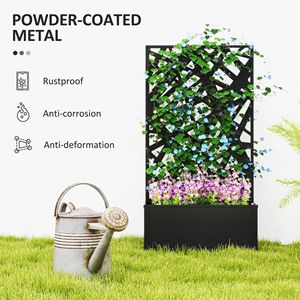 24\" X 9.1\" X 44.5\" Sturdy Metal <b>Planter</b> <b>Box</b> Wall-Mounted Freestanding Raised Garden Bed Decorative Privacy Screen Pots - Product Image 6