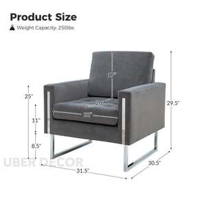 Soreva-Silla con acento de mechones de estética contemporánea elegante, base de trineo de metal elegante para sala de estar - Product Image 3