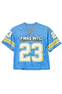 Camiseta de Fútbol Corta para Mujer al por Mayor, Personalizada, de Malla de Poliéster Transpirable, con Número Impreso, Estilo Urbano, OEM, Camiseta de Fútbol Americano - Product Image 2