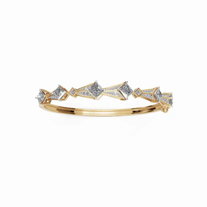 Brazalete de Oro Amarillo de 14K con Diamantes Cultivados en Laboratorio en Forma de Cometa Geométrica - Joyería para Fiestas de Compromiso y Regalos - Product Image 1