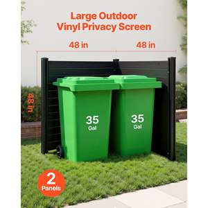2 panneaux de protection horizontale en vinyle noir 48 x 48 avec piquets de sol pour poubelle, équipement de piscine, unités de climatisation, clôture extérieure - Product Image 2