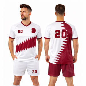 Conjunto de Camiseta y Pantalones Cortos de Fútbol Estilo Selección Nacional de Qatar, Uniforme Deportivo Transpirable de Poliéster para Hombre, Suministro al por Mayor OEM - Product Image 1