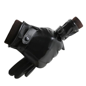 Leather <b>Gloves</b> Wrist Length Plain Unlined <b>Thermal</b> Winter Daily Use Black - Product Image 6