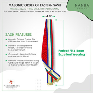 OES and Amaranth Reversible Sash Lined with <b>Red</b> Moire <b>Ribbon</b>, Order of Eastern Star Sashes, Front Multi-Colour - Product Image 2