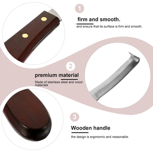 Cortauñas compacto con cuchillas de acero inoxidable, mango de madera, junta reforzada, agarre fuerte, cuchillo para reparar pezuñas, suministros para el cuidado de caballos - Product Image 4