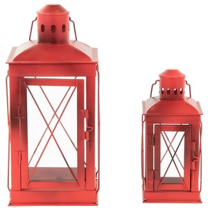 Juego de 2 Faroles de Estilo Misionero Northlight con Faroles Decorativos de Metal Rojo a Precio de Exportación - Product Image 2