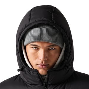 <b>Black</b> <b>Men's</b> Micro Puffer Jacket Hooded Quilted Winter <b>Coat</b> <b>Long</b> Sleeve Zip Front Warm Casual Outdoor Outerwear With Side Pock - Product Image 3