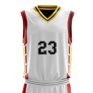 Conjunto de Camiseta y Pantalones Cortos de Baloncesto Sublimados Personalizados, Número 23, Blanco, Rojo, Amarillo, Cuello en V, Sin Mangas, Uniforme Deportivo Transpirable - Product Image 4