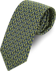 Corbata de seda tejida a mano para masónicos de la francmasonería, con escuadra y compás, azul/amarillo - Product Image 1