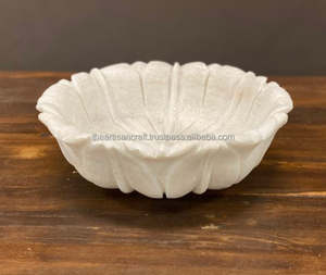 Bols en marbre blanc naturel artisanal Lotust Design Vaisselle et décoration pour dîner et cadeaux - Product Image 3