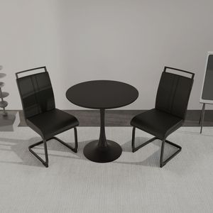 Tavolo da pranzo circolare nero Tulip da 31,5 pollici, tavolo da cucina per 2-4 persone con piano e base in MDF - Product Image 4