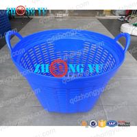Bac à poisson en plastique empilable, caisse de récolte pour crevettes avec doubles poignées, panier de transport ventilé pour fruits de mer pour marché de la pêche