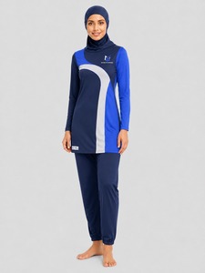 Nouvelle Collection Ensemble burkini modeste Maillot de bain à manches longues Maillot de bain sportif Burkinis islamiques Uni Coupe haute Lettres/Imprimés - Product Image 6