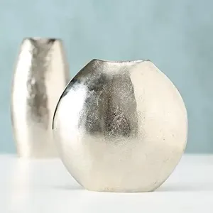 <b>Slim</b> <b>tall</b> metal <b>vase</b> for living room corners designed for long stem flowers creating a stylish vertical display - Product Image 5
