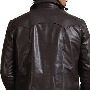 Custom Men's <b>Genuine</b> Leather Waterproof Eco-Friendly Jacket Stand Collar Zipper Winter Warm Motorcycle High Quality Solid Color - Product Image 6