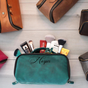 Trousse de Toilette Homme en Cuir Véritable avec Logo Personnalisé, Trousse de Voyage, Trousse de Rasage, Pochette de Lavage, Commande en Gros TYG-0203 - Product Image 1