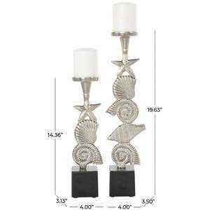 Ensemble de porte-bougies en forme de coquillage argenté avec motif d'étoile de mer pour la décoration de la maison - Product Image 2