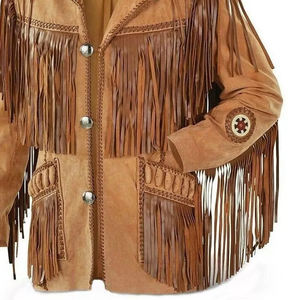 Chaqueta de cuero de gamuza occidental premium con flecos para hombres y mujeres OEM - Product Image 2