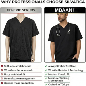 เสื้อสครับคอวีสำหรับผู้ชาย |   ผ้าสี่ทิศทางยืดได้ ป้องกันรอยยับ ทนต่อการซีดจาง |   เสื้อสครับผ้าฝ้ายตุรกีสำหรับบุคลากรทางการแพทย์ - Product Image 6