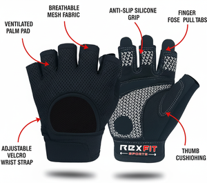 Guantes Deportivos Unisex RexFit para Gimnasio |   Guantes de Fitness de Cuero Antideslizantes para Entrenamiento con Pesas - Product Image 5