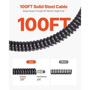 Macchina per la pulizia degli scarichi con 4 frese ad attivazione ad aria, 30,5 m x 3/8 pollici, a serpentina, con alimentazione automatica, 4-in-1, per la pulizia di tubi e scarichi - Product Image 4