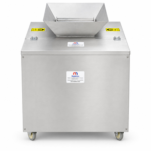 Séparateur magnétique industriel MagnelekSan en acier inoxydable, unité mobile avec roues et trémie - Product Image 2