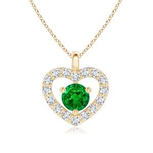 14K <b>Solid</b> <b>Gold</b> Natural Emerald Solitaire Open Heart <b>Pendant</b> With Diamonds Fine Jewellery May Birthstone Gift For Her 2026 - Product Image 1