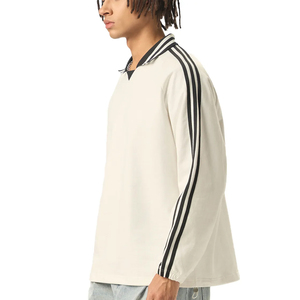Sudaderas Personalizadas para Hombre, Estilo Universitario Vintage, con Franja Lateral Sólida, Cuello Polo, Logotipo Bordado - Product Image 3