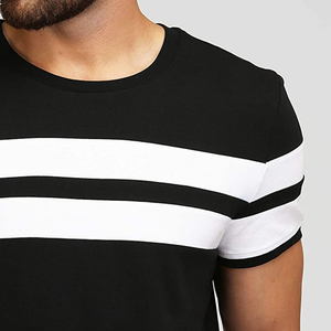 Camiseta de Manga Corta para Hombre, Cuello Redondo, Color Negro y Blanco, Corte Ajustado, Informal, de Lona No Tejida, Ecológica, de Secado Rápido y Transpirable - Product Image 4