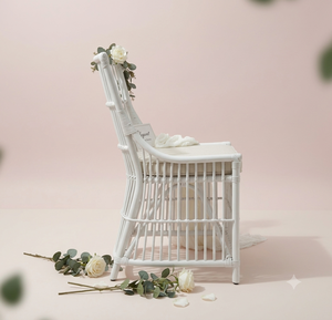 Chaise de salle à manger moderne en rotin naturel blanc, tressée à la main, style bistrot français, avec coussin confortable, mobilier de salle à manger, écologique et durable - Product Image 2