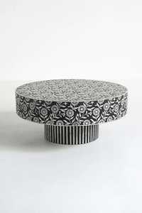 Mesa de centro artesanal con incrustaciones de hueso y abacá para sala de estar, comedor y dormitorio, mueble versátil para el hogar de la India. - Product Image 5