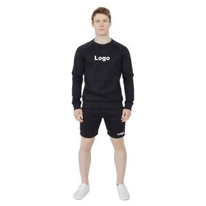 Conjunto de sudadera y pantalones cortos de dos piezas de verano para hombre, deportes informales, manga corta, tejido de poliéster estampado con patrón en relieve - Product Image 1
