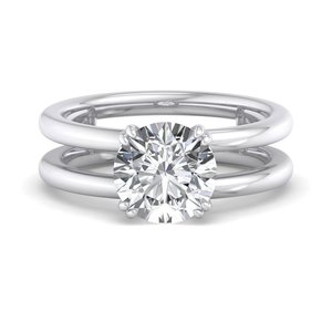 Bague en argent sterling 925 pour femme, avec diamant moissanite taille ronde, double bande, cadeau de fiançailles - Product Image 5