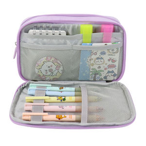 New Bear Patch Zippered Stationery <b>Bag</b> for <b>School</b> and Office Use SENDA Purple Nylon Pencil Case Stationery Set - Product Image 4