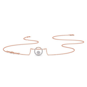<b>Floating</b> Orbit Diamond Necklace with Circular Rose Gold <b>Frame</b> and Suspended Sparkle Center Design - Product Image 3
