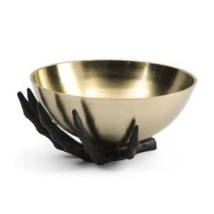 <b>Halloween</b> Skeleton Hands Metal Wire Fruit <b>Bowl</b> Antique Gold <b>Candy</b> Dish Gothic Bread Basket Party Table Centers - Product Image 3