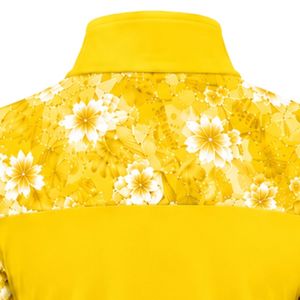 Manufacturer Customized Bright Yellow <b>Women</b> <b>Quarter</b> <b>Zip</b> Athletic Pullover Shirt Floral Sleeve Insert Long Sleeve Equestrian - Product Image 6